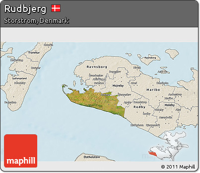 Satellite 3D Map of Rudbjerg, shaded relief outside