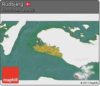 Satellite 3D Map of Rudbjerg, single color outside