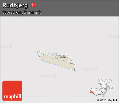 Shaded Relief 3D Map of Rudbjerg, cropped outside
