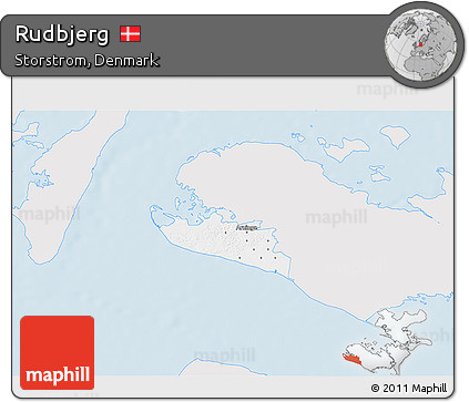 Silver Style 3D Map of Rudbjerg, single color outside
