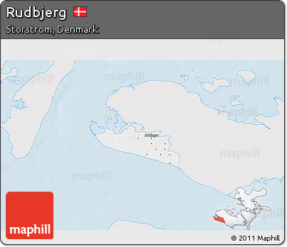 Silver Style 3D Map of Rudbjerg, single color outside