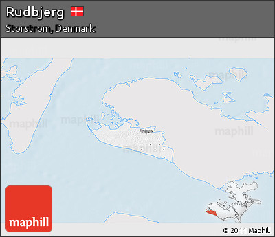 Silver Style 3D Map of Rudbjerg, single color outside