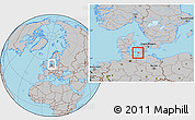 Gray Location Map of Rudbjerg, within the entire country