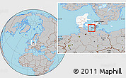 Gray Location Map of Rudbjerg, highlighted country, highlighted parent region