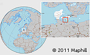 Gray Location Map of Rudbjerg, highlighted country
