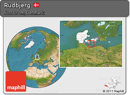 Satellite Location Map of Rudbjerg, highlighted country, highlighted parent region
