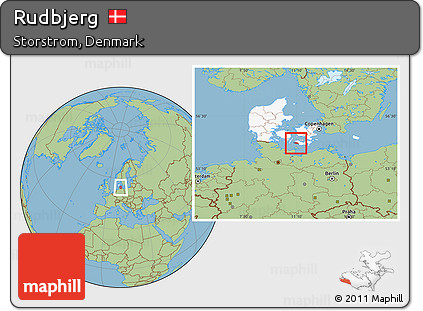 Savanna Style Location Map of Rudbjerg, highlighted country