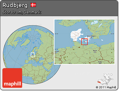 Savanna Style Location Map of Rudbjerg, highlighted country
