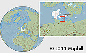 Savanna Style Location Map of Rudbjerg, highlighted country, highlighted parent region, hill shading