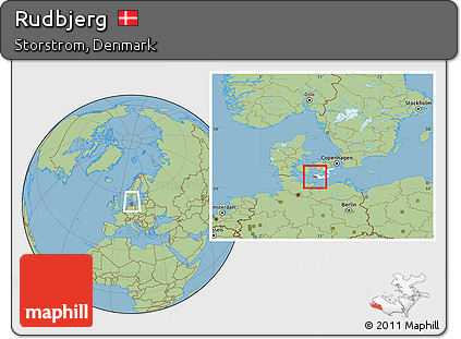 Savanna Style Location Map of Rudbjerg, highlighted parent region, within the entire country
