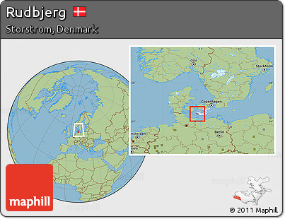 Savanna Style Location Map of Rudbjerg, highlighted parent region, within the entire country