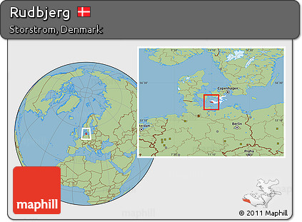 Savanna Style Location Map of Rudbjerg, highlighted parent region