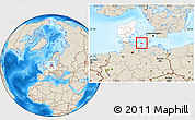Shaded Relief Location Map of Rudbjerg, highlighted country