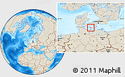 Shaded Relief Location Map of Rudbjerg, highlighted parent region