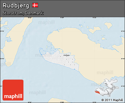 Classic Style Map of Rudbjerg, single color outside