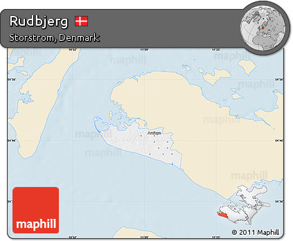 Classic Style Map of Rudbjerg, single color outside