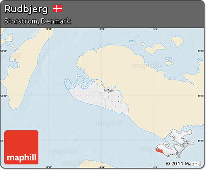 Classic Style Map of Rudbjerg, single color outside