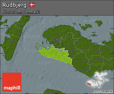 Physical Map of Rudbjerg, darken