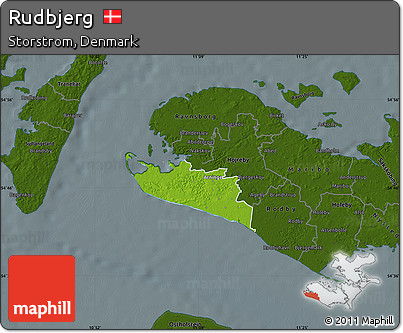 Physical Map of Rudbjerg, darken