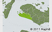 Physical Map of Rudbjerg, semi-desaturated