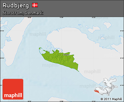 Physical Map of Rudbjerg, single color outside