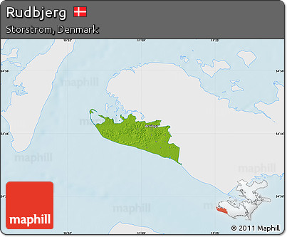 Physical Map of Rudbjerg, single color outside