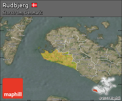 Satellite Map of Rudbjerg, semi-desaturated