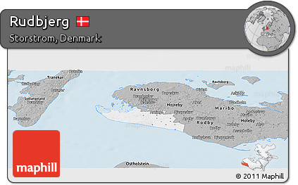 Gray Panoramic Map of Rudbjerg