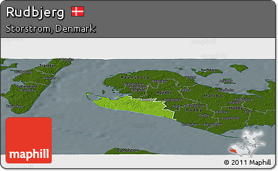 Physical Panoramic Map of Rudbjerg, darken