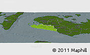 Physical Panoramic Map of Rudbjerg, darken