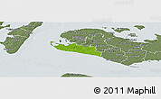 Physical Panoramic Map of Rudbjerg, semi-desaturated