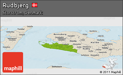 Physical Panoramic Map of Rudbjerg, shaded relief outside