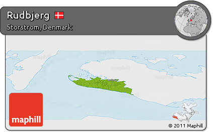 Physical Panoramic Map of Rudbjerg, single color outside