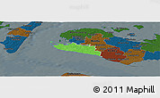 Political Panoramic Map of Rudbjerg, darken