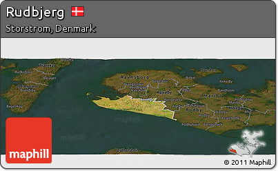 Satellite Panoramic Map of Rudbjerg, darken