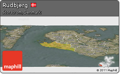 Satellite Panoramic Map of Rudbjerg, semi-desaturated