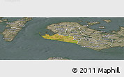 Satellite Panoramic Map of Rudbjerg, semi-desaturated