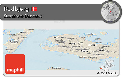 Shaded Relief Panoramic Map of Rudbjerg