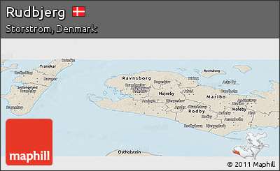 Shaded Relief Panoramic Map of Rudbjerg