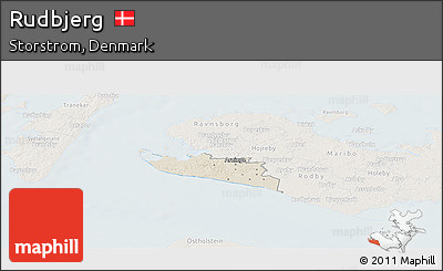 Shaded Relief Panoramic Map of Rudbjerg, lighten