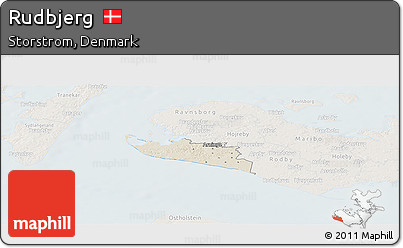 Shaded Relief Panoramic Map of Rudbjerg, lighten