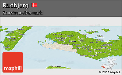 Shaded Relief Panoramic Map of Rudbjerg, physical outside