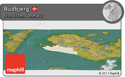 Shaded Relief Panoramic Map of Rudbjerg, satellite outside