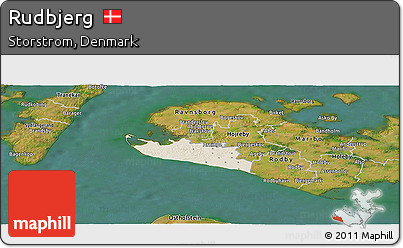 Shaded Relief Panoramic Map of Rudbjerg, satellite outside
