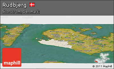 Shaded Relief Panoramic Map of Rudbjerg, satellite outside