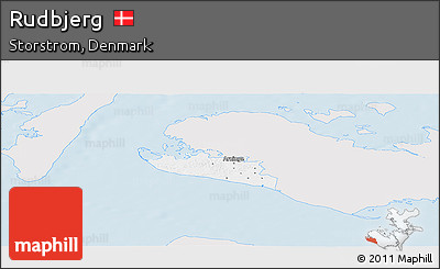 Silver Style Panoramic Map of Rudbjerg, single color outside