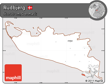 Classic Style Simple Map of Rudbjerg, cropped outside