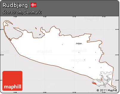 Classic Style Simple Map of Rudbjerg, cropped outside