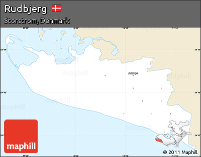Classic Style Simple Map of Rudbjerg, single color outside