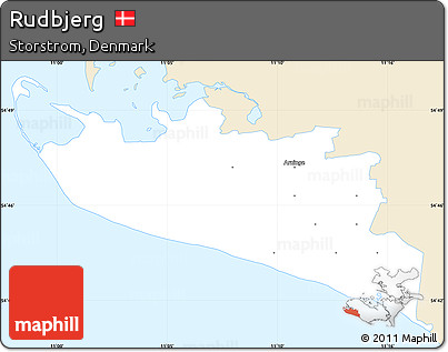 Classic Style Simple Map of Rudbjerg, single color outside
